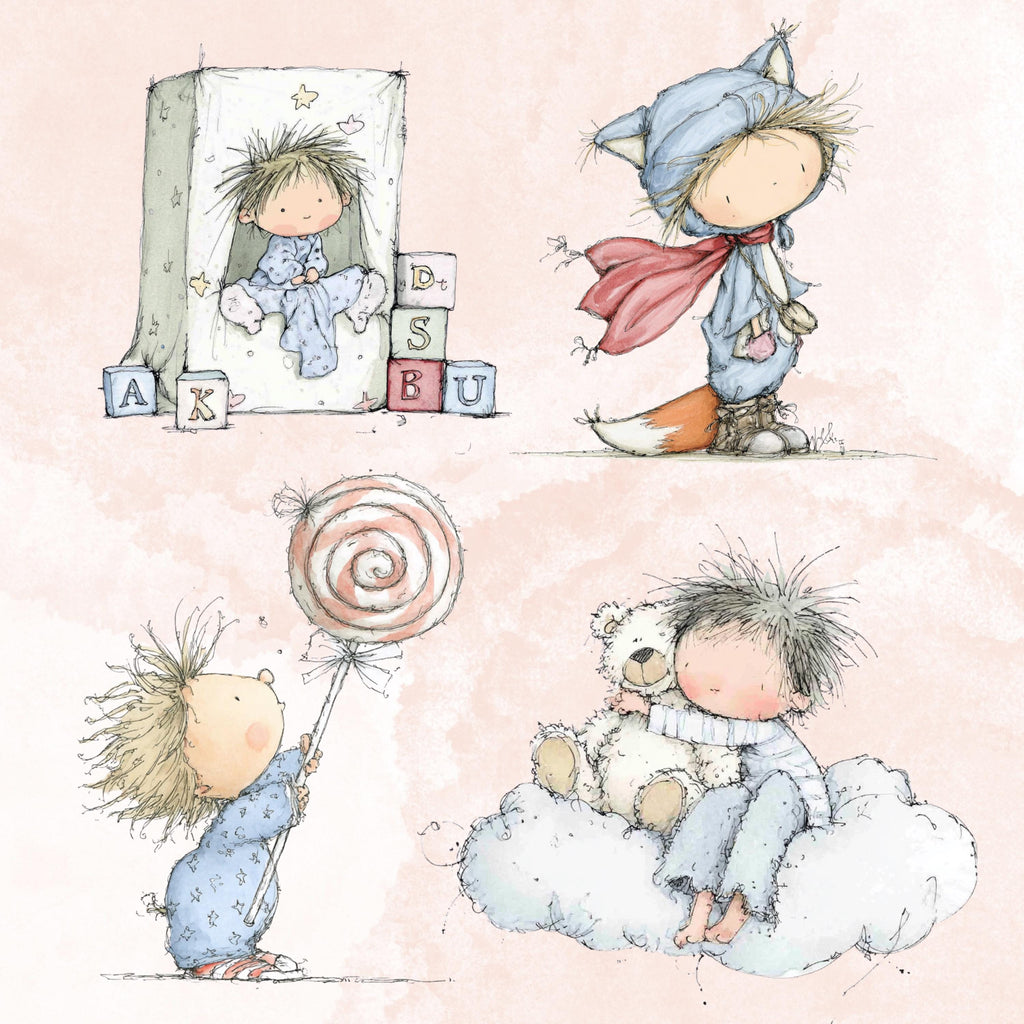 Watercolor Little Boy Clipart: Whimsical Blue Nursery Illustration PNG (Digital Download)