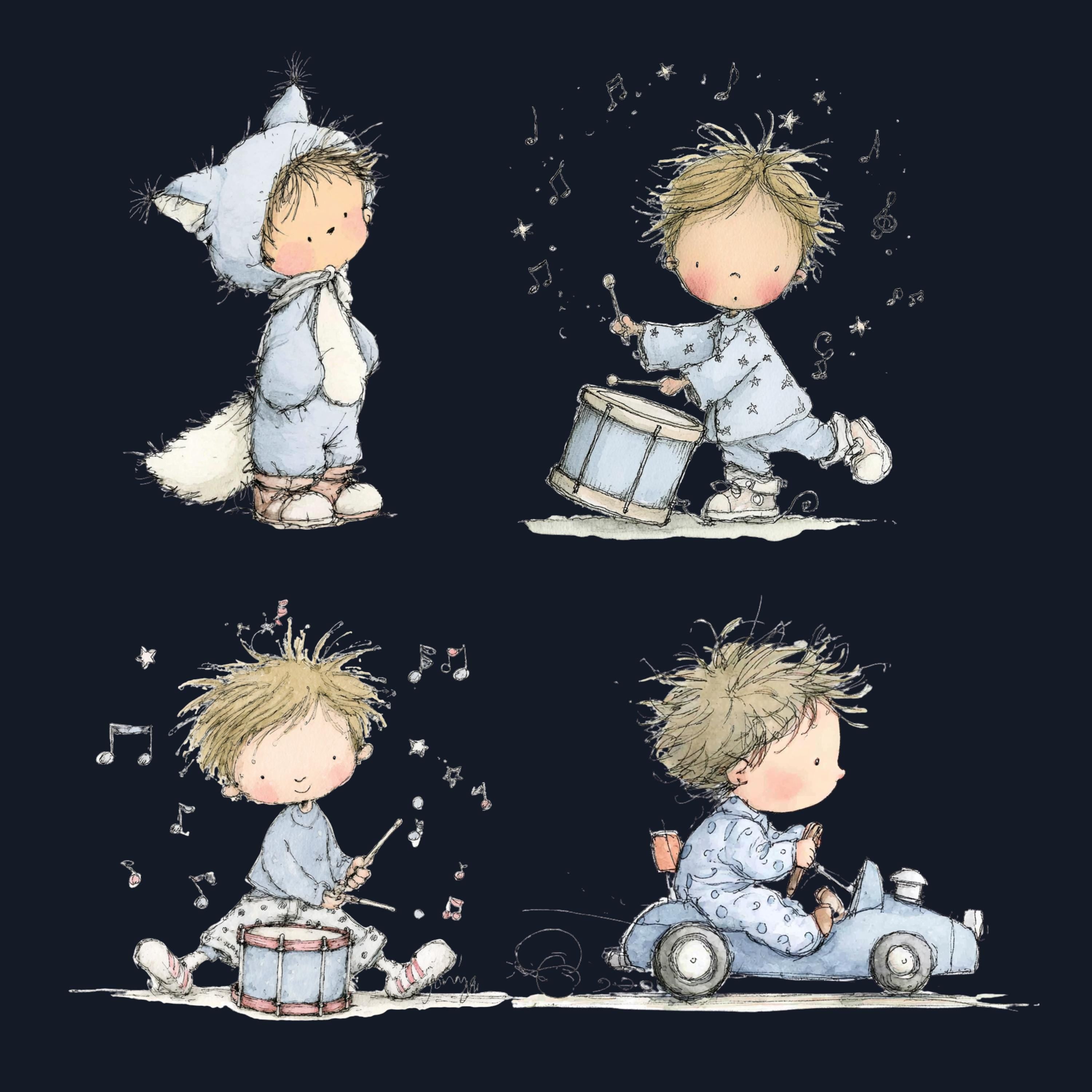 Watercolor Little Boy Clipart: Whimsical Blue Nursery Illustration PNG (Digital Download)