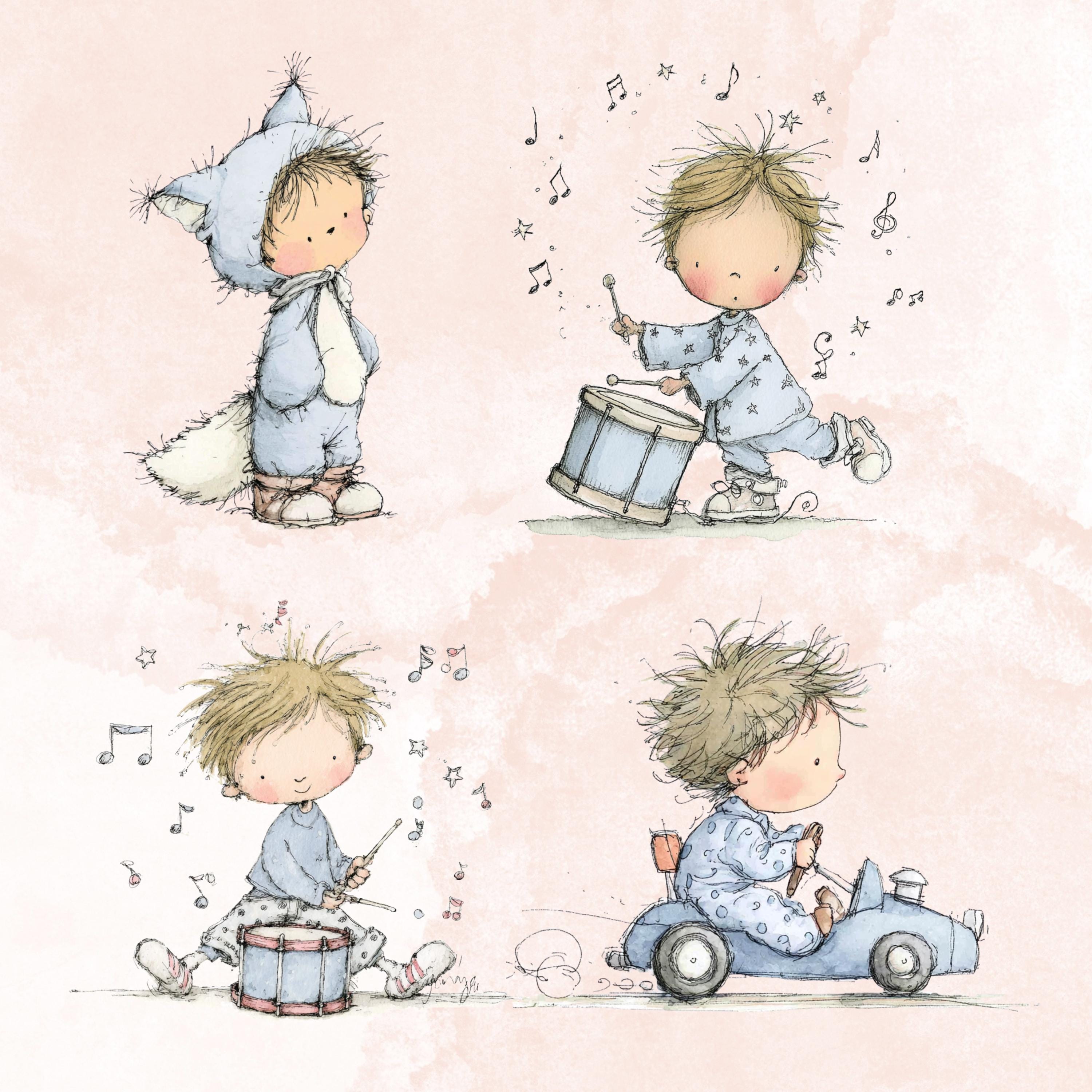 Watercolor Little Boy Clipart: Whimsical Blue Nursery Illustration PNG (Digital Download)