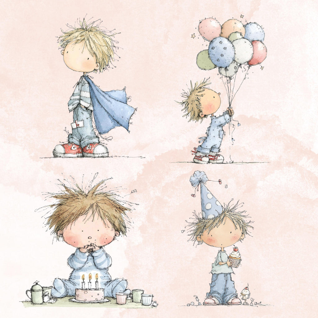 Watercolor Little Boy Clipart: Whimsical Blue Nursery Illustration PNG (Digital Download)