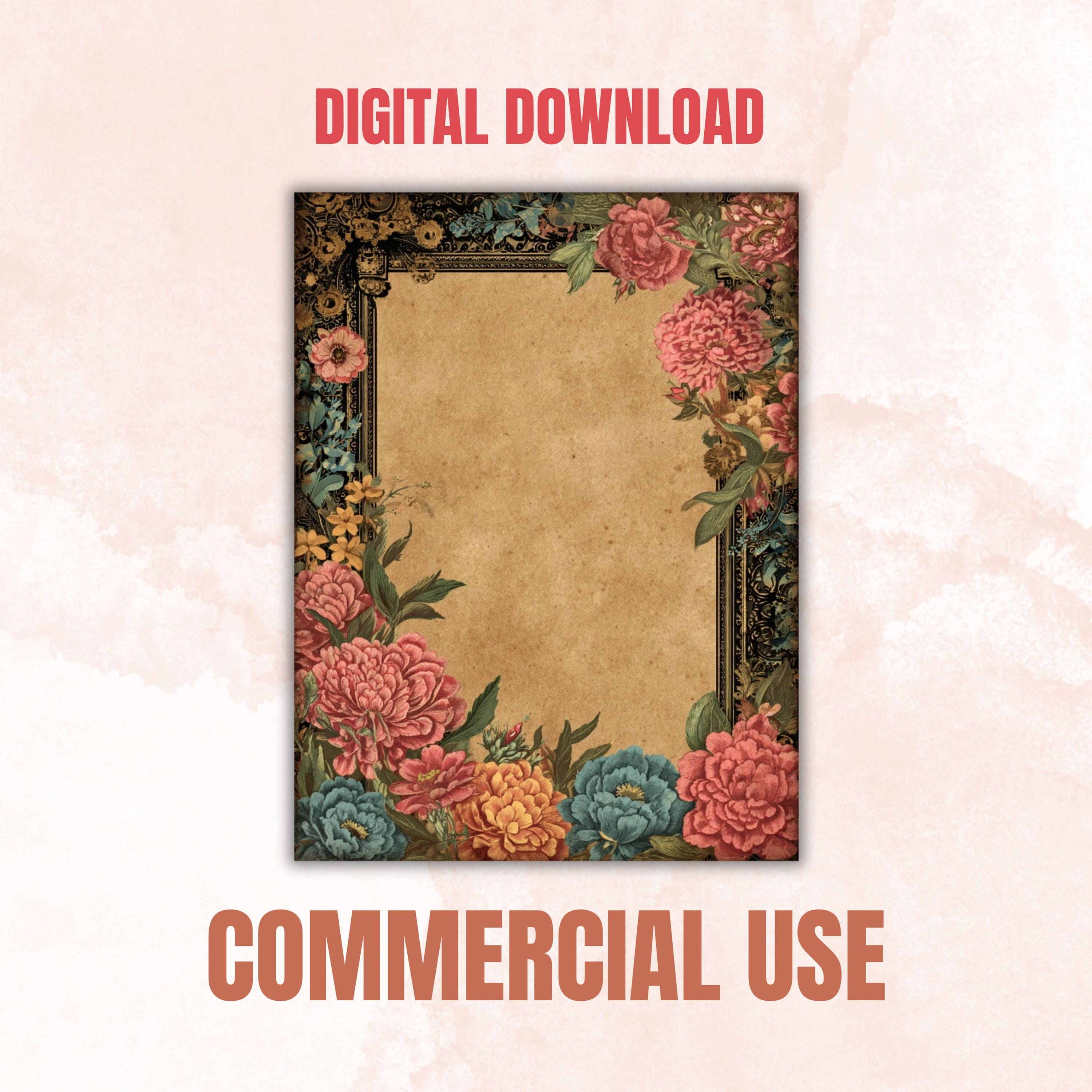 Steampunk Border Journal Pages, Industrial Frame Backgrounds, Gothic Ephemera Collage Paper, Scrapbook Papers, Instant Printable Download