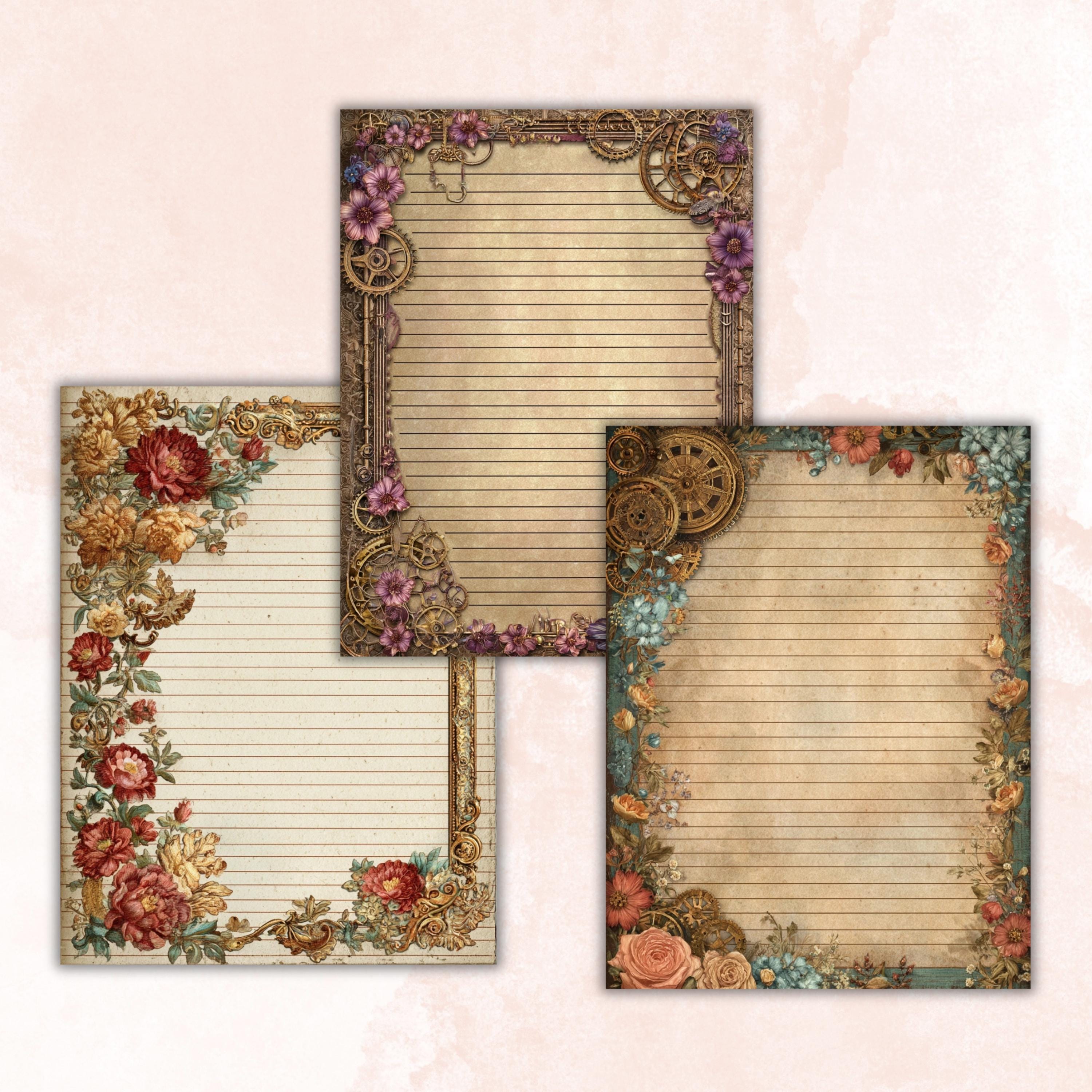 Steampunk Border Journal Pages, Industrial Frame Backgrounds, Gothic Ephemera Collage Paper, Scrapbook Papers, Instant Printable Download