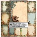 49 Woodland Border Lined Pages Printable, Letter Size Forest Animal Writing Paper Nature Stationery Commercial Use