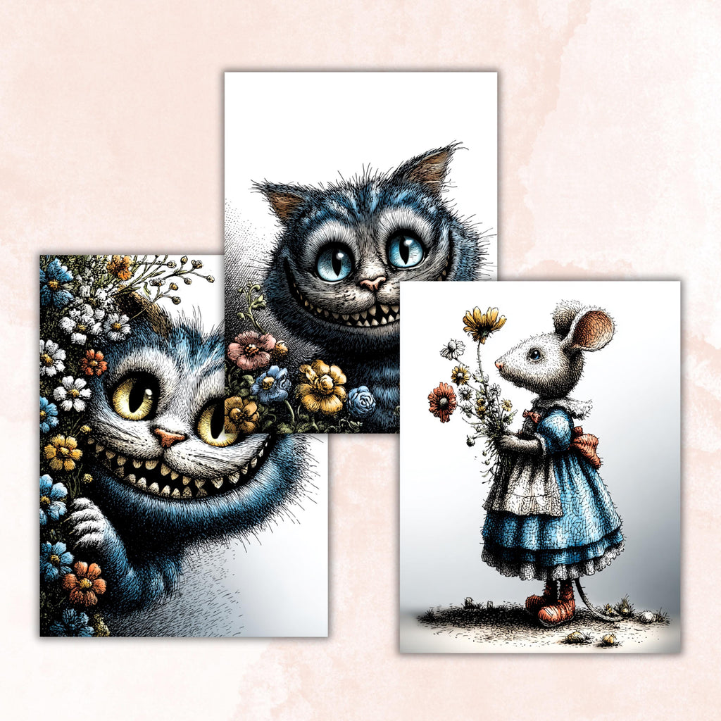 Quirky Alice Junk Journal Kit, Wonderland Collage Paper, Whimsical Paper, Fairytale Journal,  Fantasy Ephemera, Vintage Papers, Scrapbooking