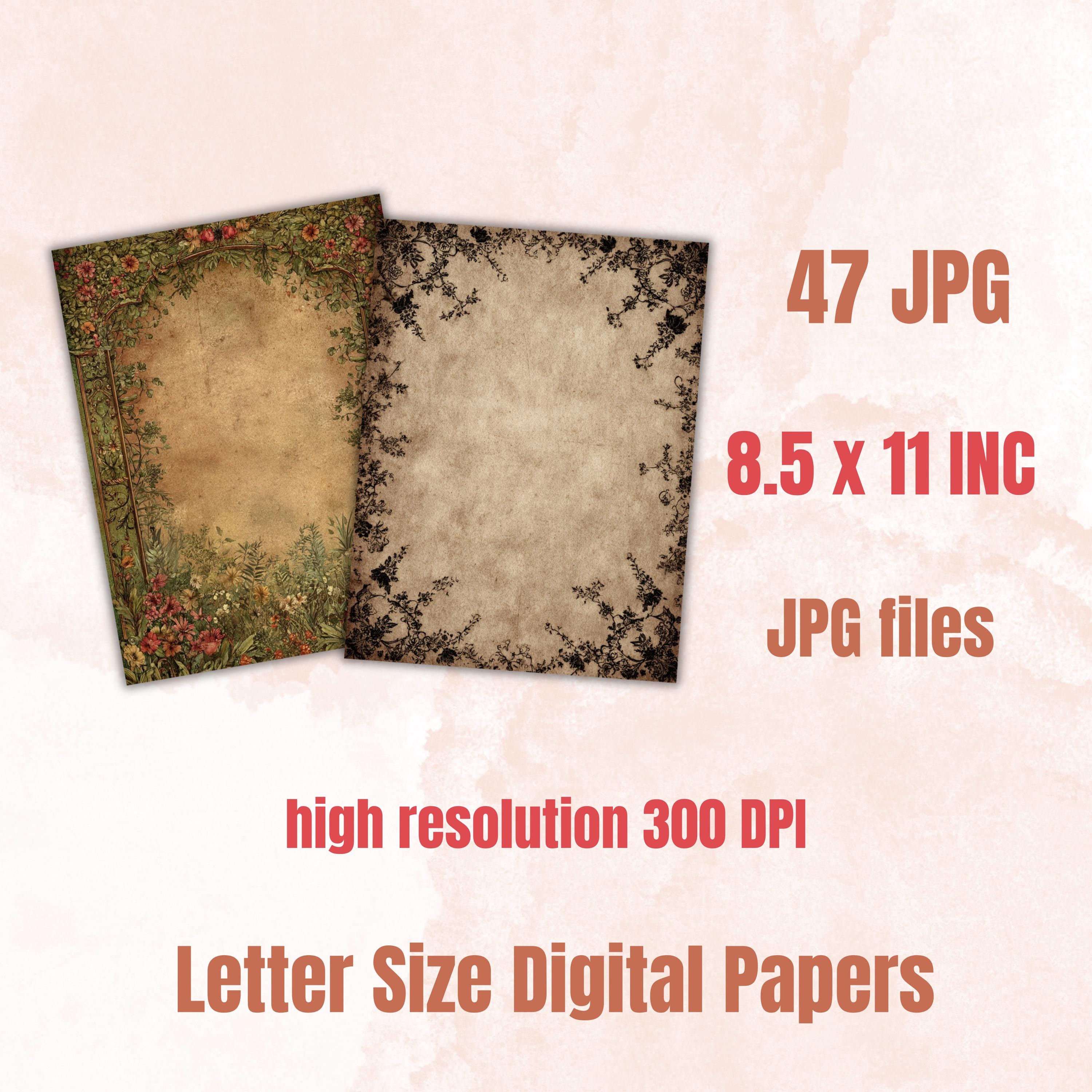 Gothic Border Junk Journal Pages, Dark Frame Backgrounds, Creepy Ephemera Collage Paper, Scrapbook Papers, Instant Printable Download