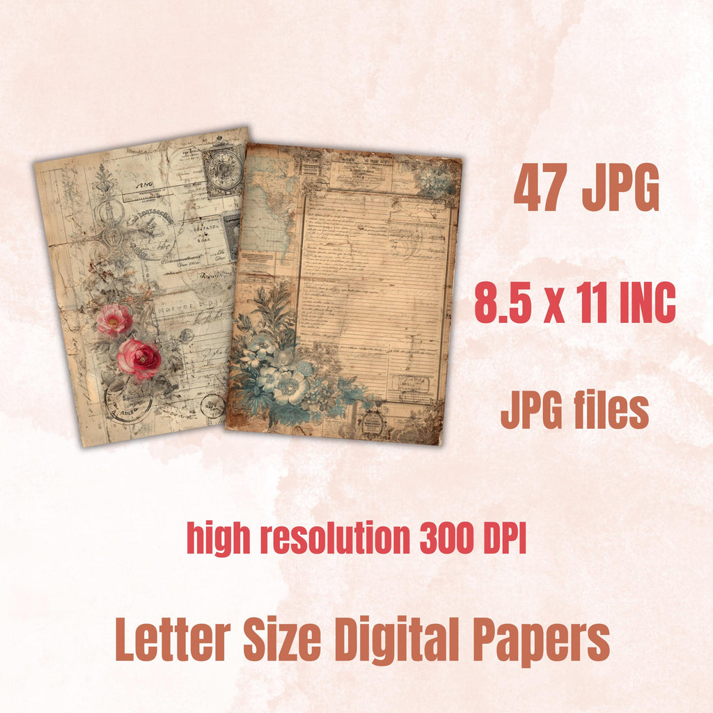 Travel Documentary Junk Journal Pages, Wanderlust Backgrounds, Adventure Ephemera Collage Paper, Scrapbooking, Instant Printable Download