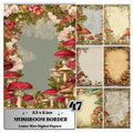 Mushroom Border Junk Journal Pages, Forest Frame Collage Paper, Fantasy Woodland Backgrounds, Garden Ephemera, Vintage Papers, Scrapbooking