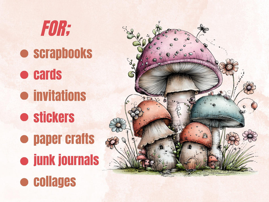 Whimsical Fairycore Clipart Bundle, Quirky Fairy Garden PNG Illustrations (Digital Download, Commercial Use)