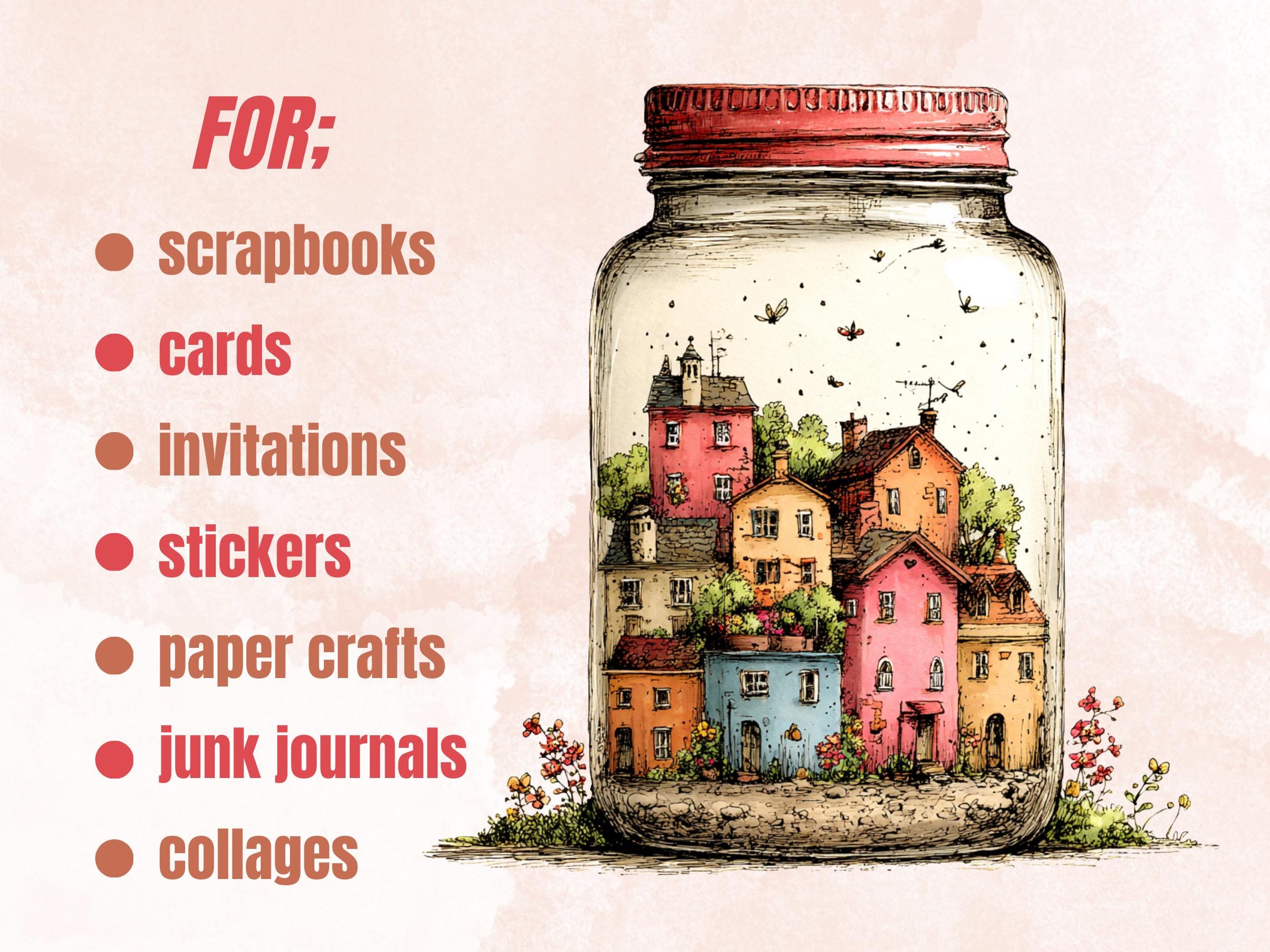 Cottagecore Clipart Bundle, Whimsical Quirky Cottage Life PNG Illustrations (Digital Download, Commercial Use)