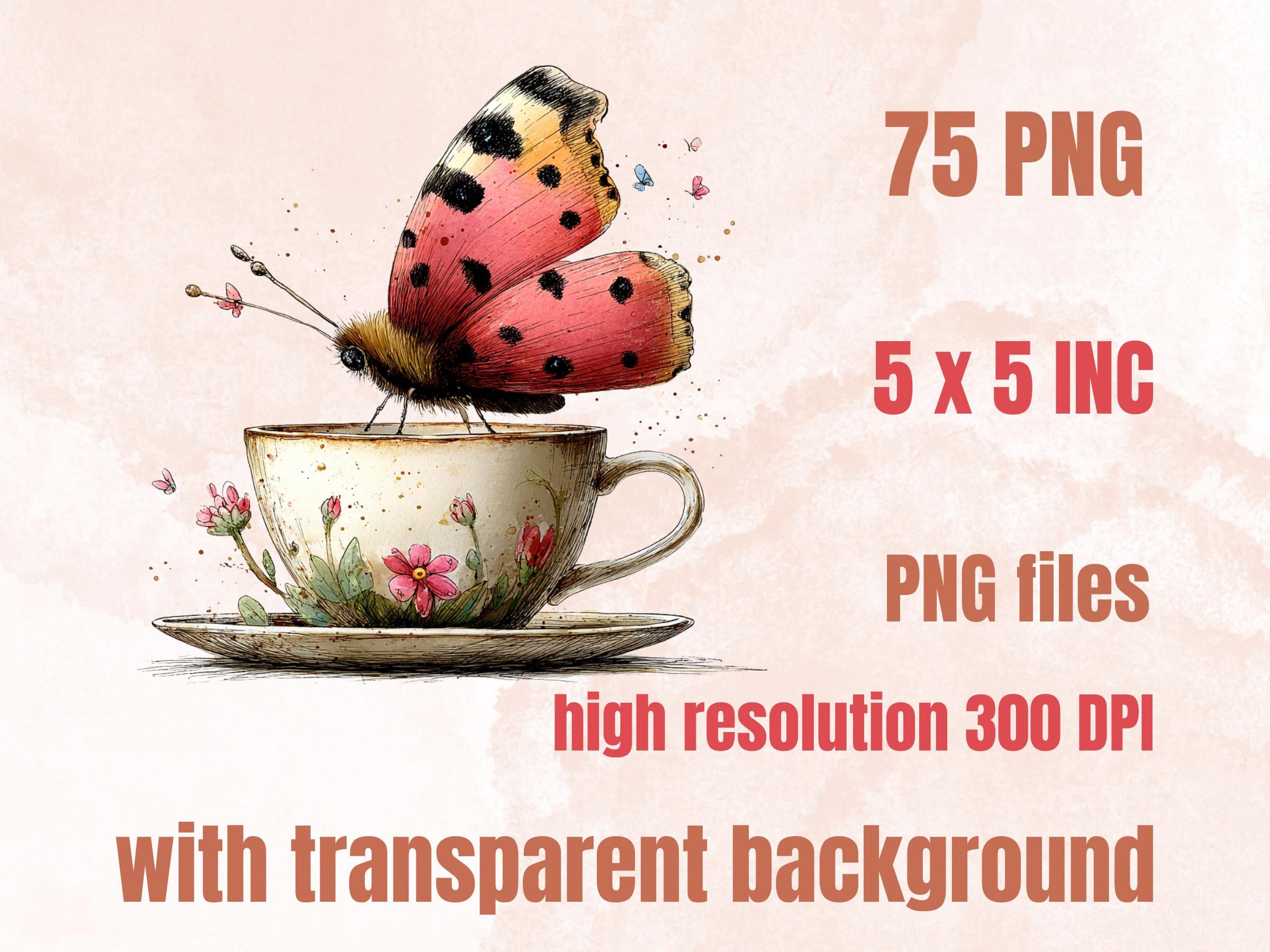 Whimsical Tea Party Clipart Bundle, Quirky Floral Tea Time PNG Illustrations (Digital Download, Commercial Use)