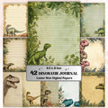 42 Dinosaur Border Lined Pages Printable, Letter Size Dino Writing Paper Kids Stationery Commercial Use
