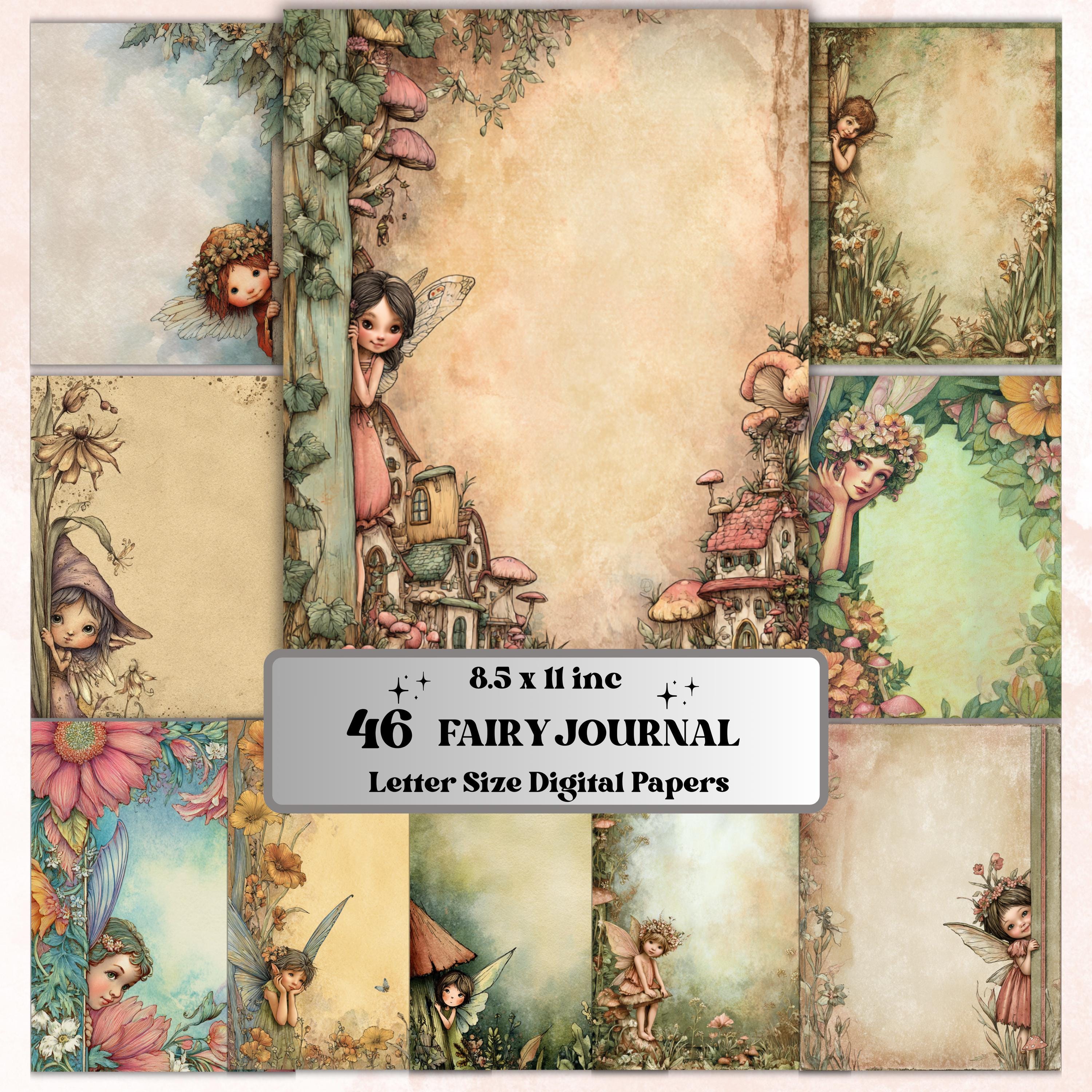 46 Fairy Peeking Border Lined Pages Printable, Letter Size Magical Fairy Writing Paper Stationery Commercial Use