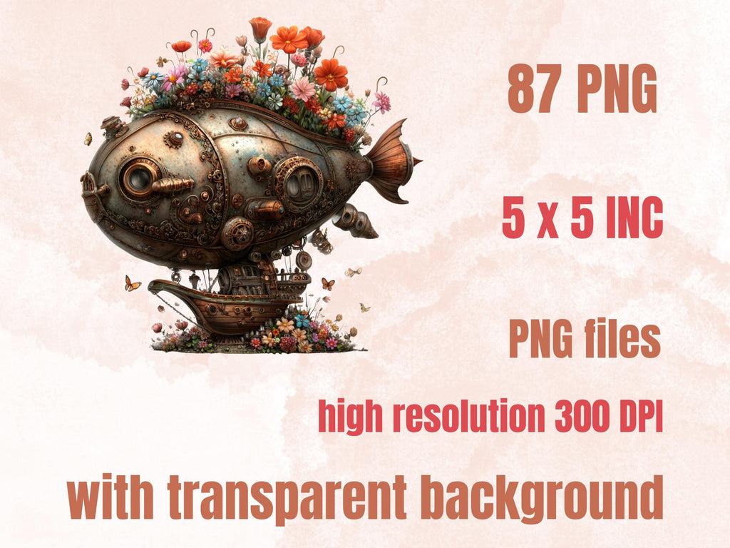 Whimsical Steampunk Clipart Bundle – 87 PNG Industrial Gears, Girls, Animals, Objects, Signs for Crafts & Journals (Digital Download)