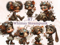 Whimsical Steampunk Clipart Bundle – 87 PNG Industrial Gears, Girls, Animals, Objects, Signs for Crafts & Journals (Digital Download)