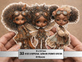 Steampunk Black Girls Fussy Cut, 35 Vintage Afro Fairy Cutouts, Industrial Junk Journal Ephemera Scrapbook Sheets