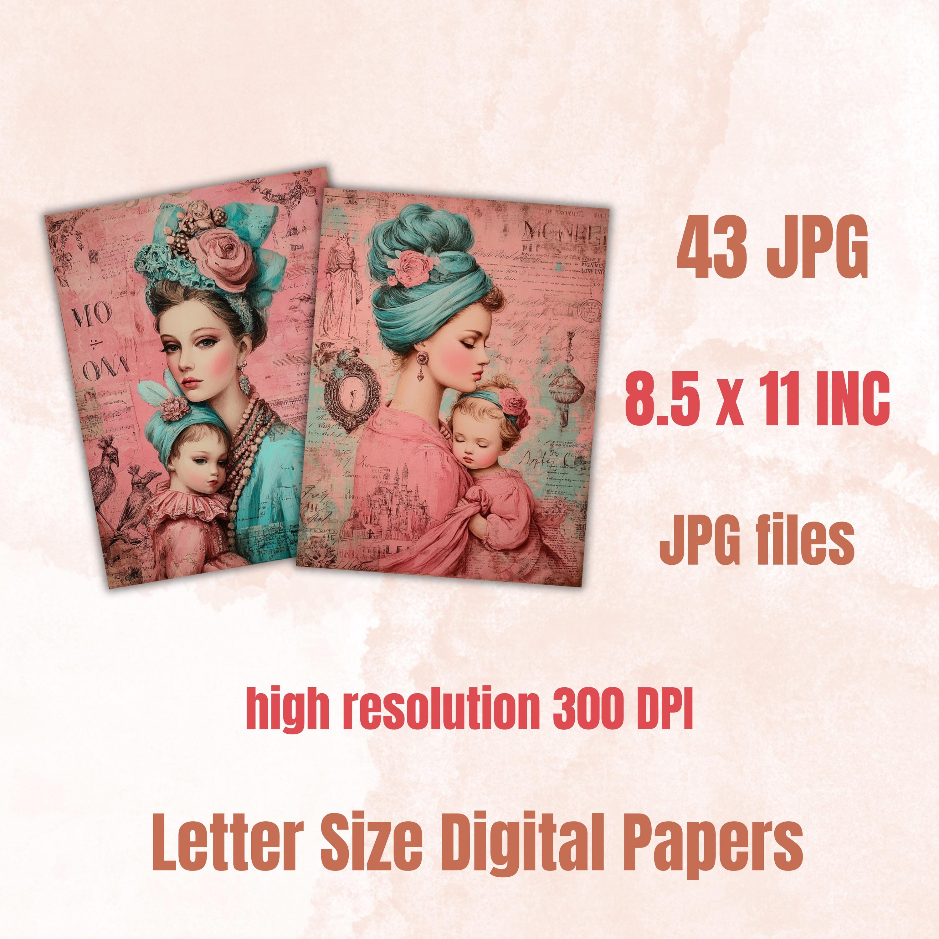 Vintage Floral Mother's Day Ephemera Pages, Junk Journal Collage Sheets (Digital Download)