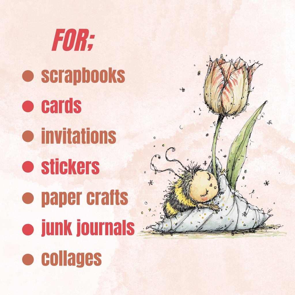 Watercolor Bee Secret Life Clipart: Whimsical Storybook Illustration PNG (Digital Download)