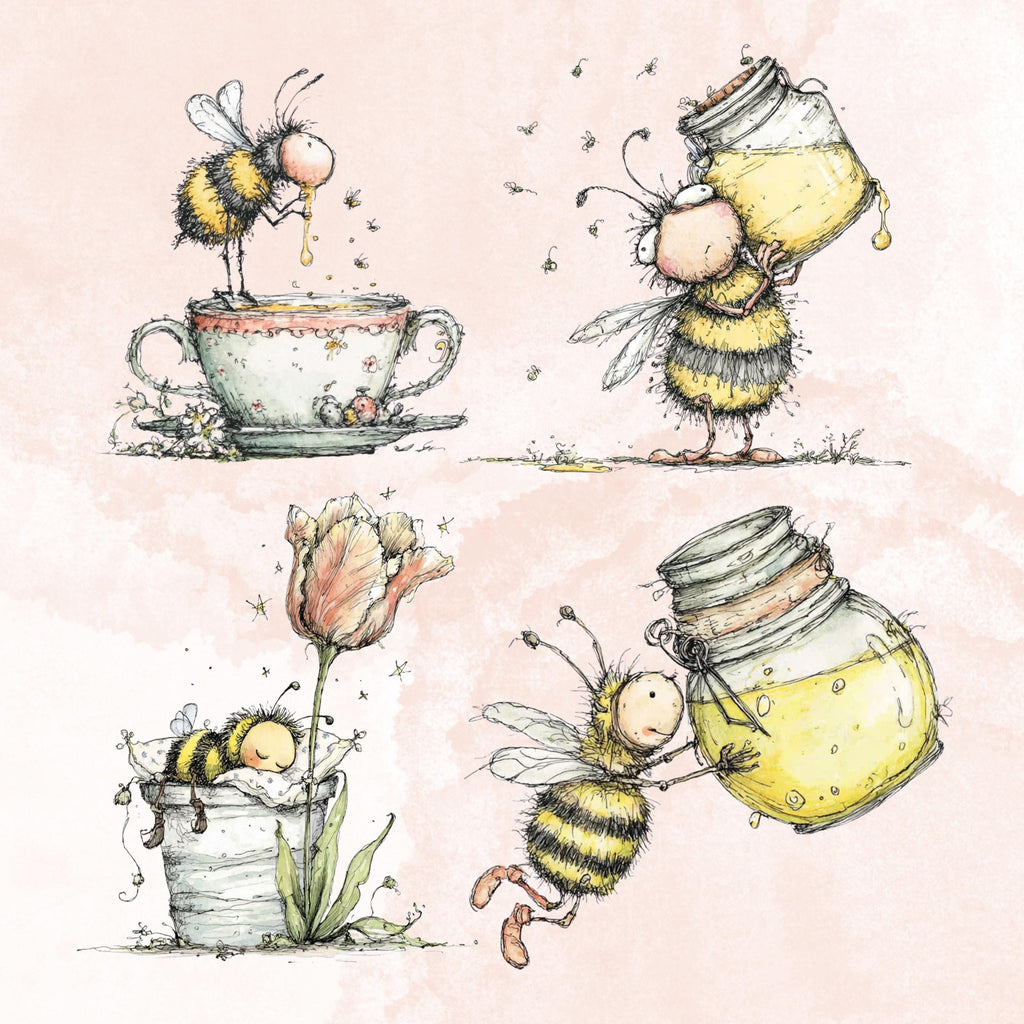 Watercolor Bee Secret Life Clipart: Whimsical Storybook Illustration PNG (Digital Download)