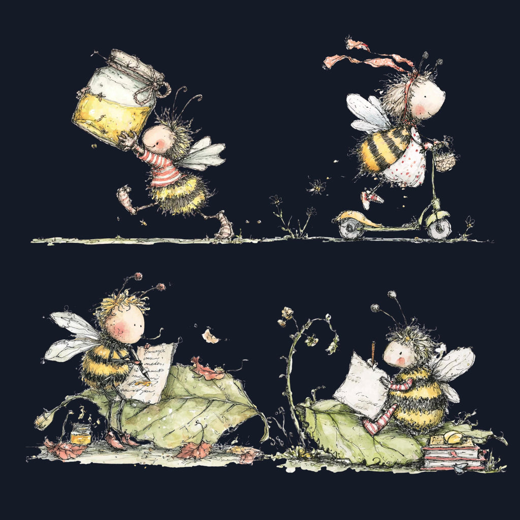 Watercolor Bee Secret Life Clipart: Whimsical Storybook Illustration PNG (Digital Download)