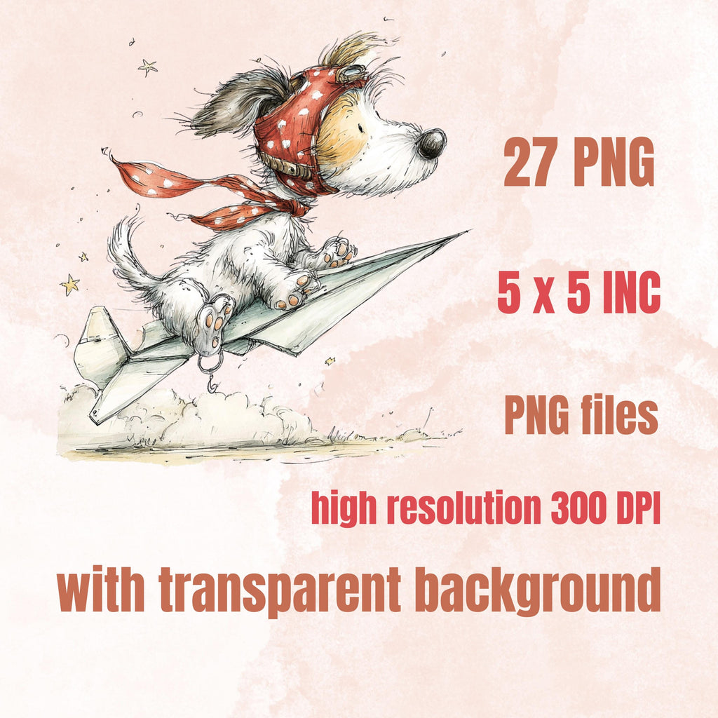 Watercolor Dog Secret Life Clipart: Whimsical Puppy Storybook Illustration PNG (Digital Download)