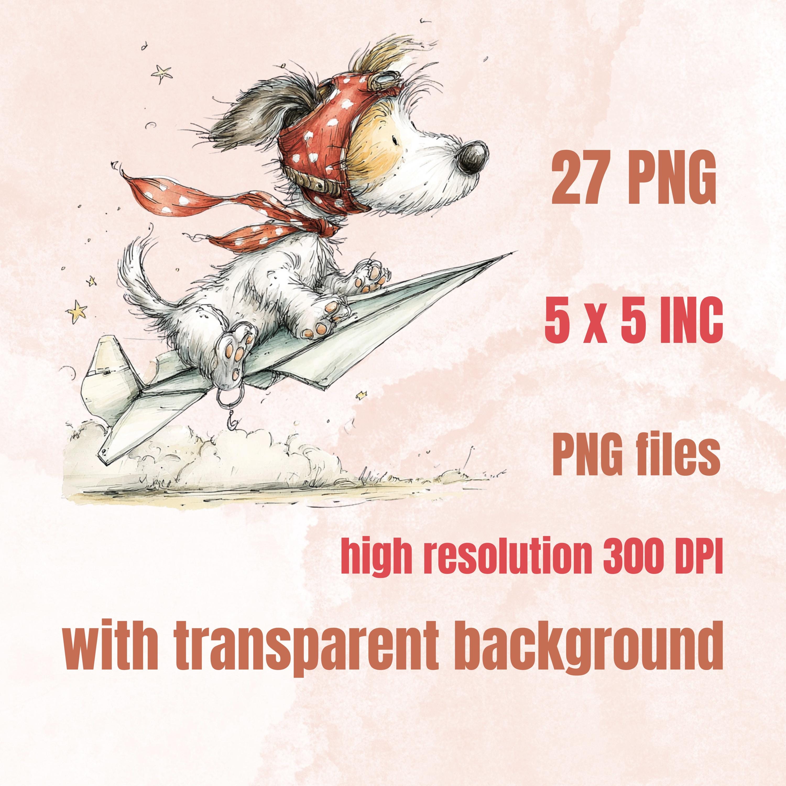 Watercolor Dog Secret Life Clipart: Whimsical Puppy Storybook Illustration PNG (Digital Download)