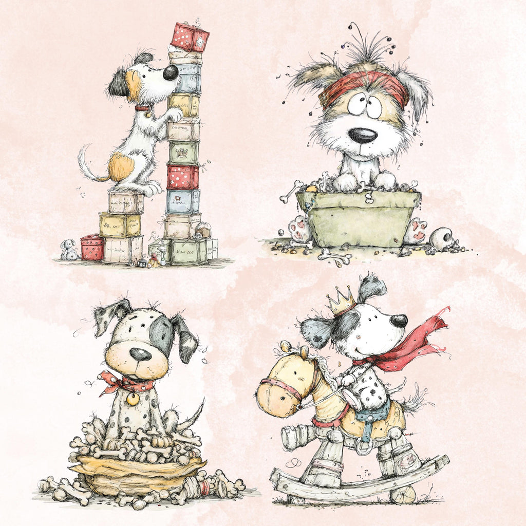 Watercolor Dog Secret Life Clipart: Whimsical Puppy Storybook Illustration PNG (Digital Download)