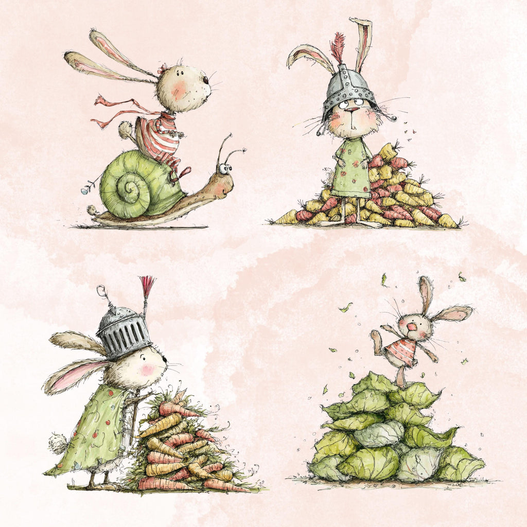 Watercolor Bunny Secret Life Clipart: Whimsical Rabbit Storybook Illustration PNG (Digital Download)