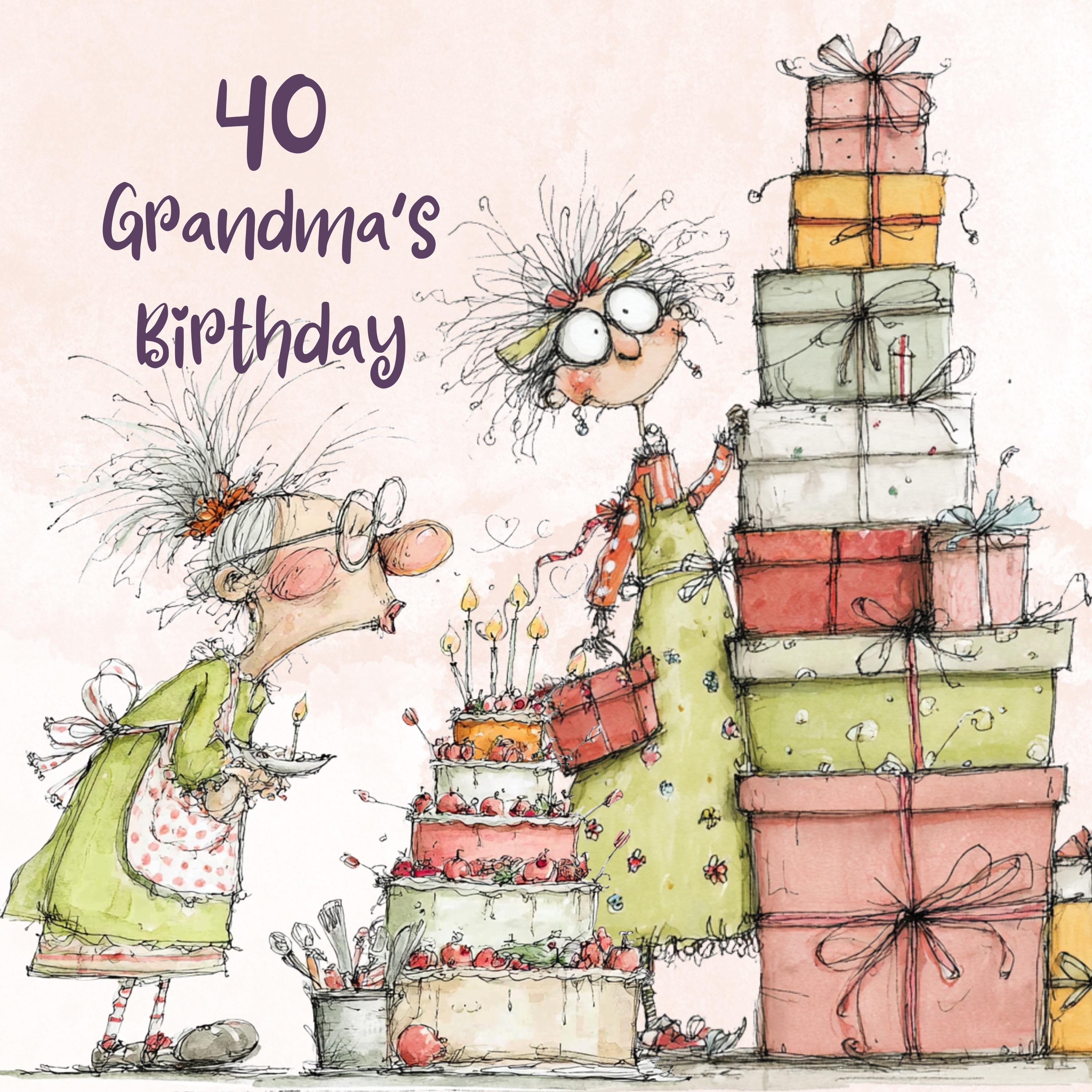 Quirky Grandma's Birthday Clipart: Whimsical Elderly Lady Illustration PNG (Digital Download)