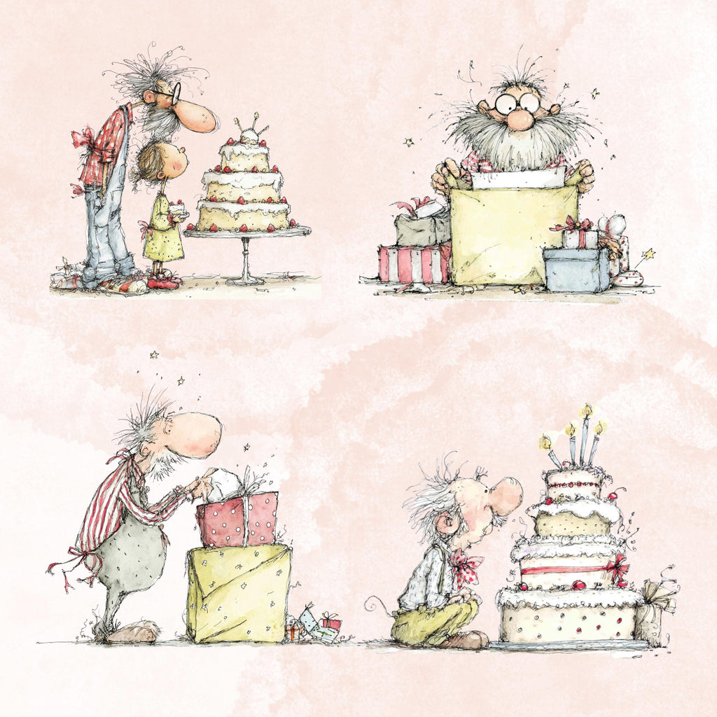 Quirky Grandpa's Birthday Clipart: Whimsical Elderly Man Illustration PNG (Digital Download)