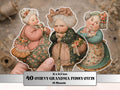 Whimsical Curvy Grandma Fussy Cuts, 40 Printable Paper Doll Grandma Cutouts, Quirky Ephemera Junk Journal Scrapbook