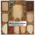 Steampunk Border Journal Pages, Industrial Frame Backgrounds, Gothic Ephemera Collage Paper, Scrapbook Papers, Instant Printable Download