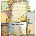 40 Peeking Chick Border Lined Pages Printable, Letter Size Easter Chick Writing Paper Stationery Commercial Use