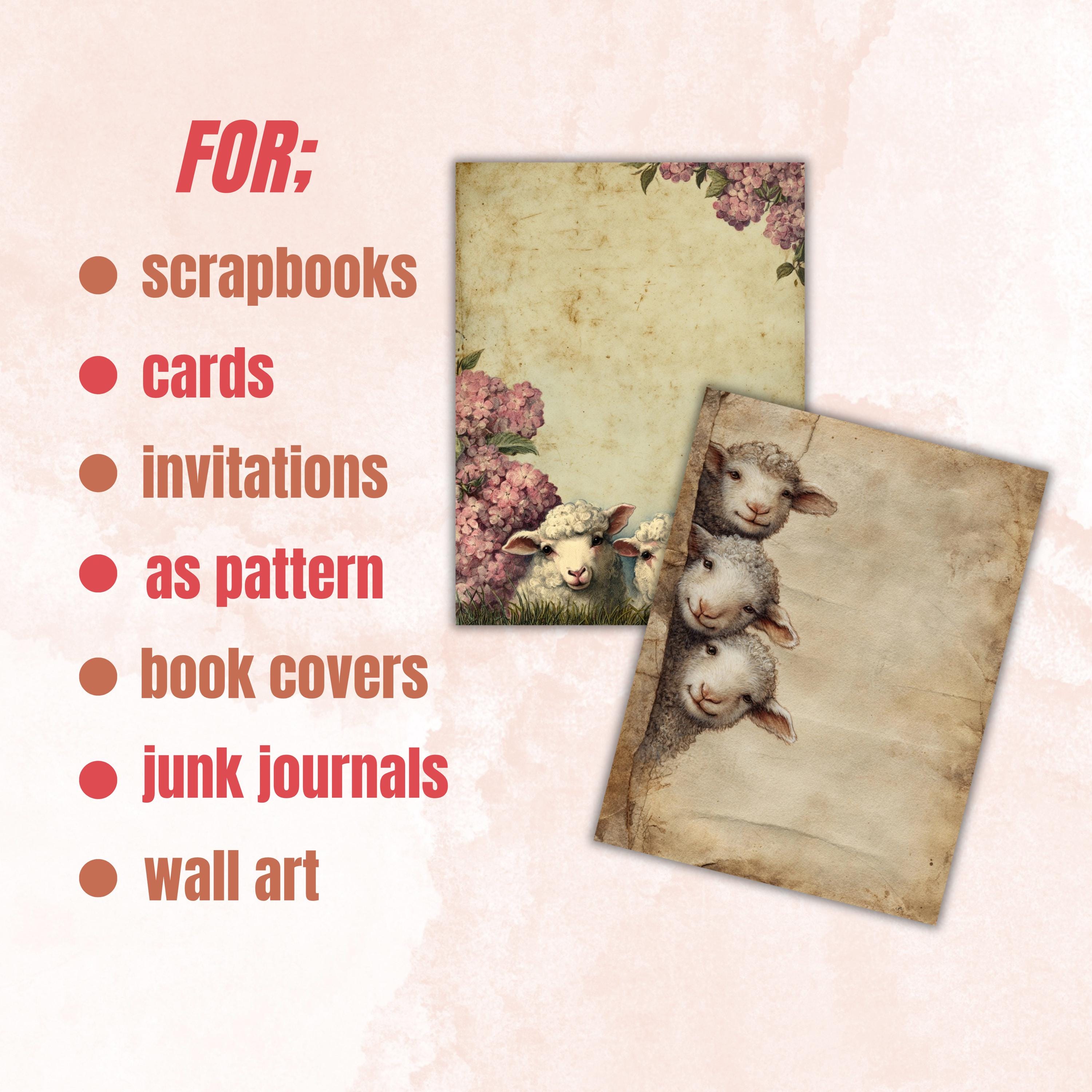 40 Peeking Sheep Border Lined Pages Printable, Letter Size Easter Lamb Writing Paper Stationery Commercial Use