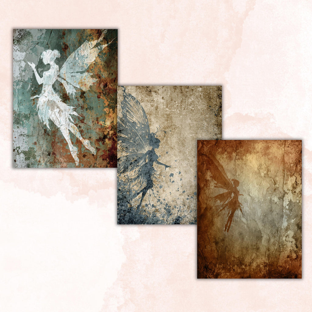 Grunge Fairy Pages, Dark Fairy Junk Journal Paper, Fantasy Collage Backgrounds, Gothic Fairy Aesthetic Printable, Letter Size