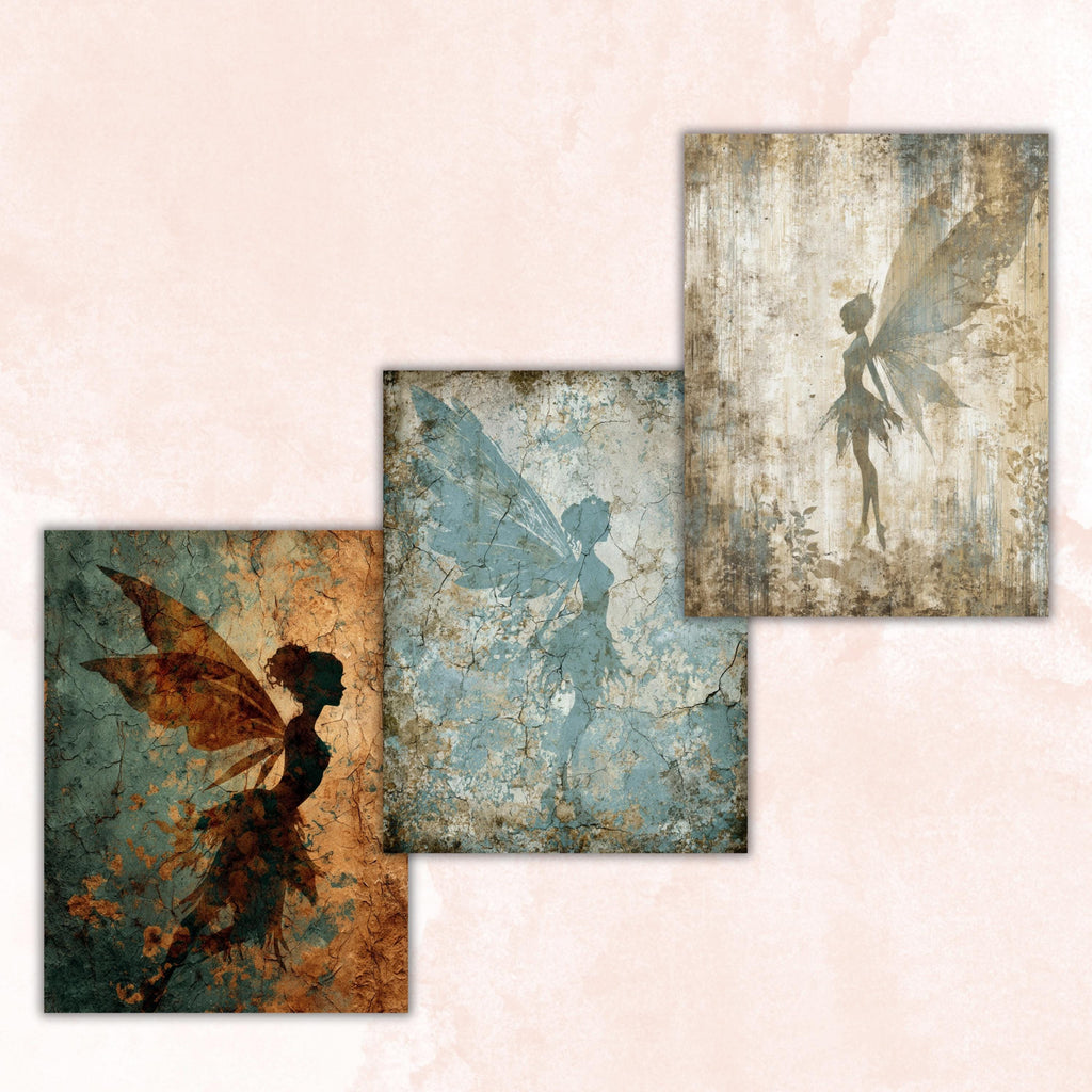 Grunge Fairy Pages, Dark Fairy Junk Journal Paper, Fantasy Collage Backgrounds, Gothic Fairy Aesthetic Printable, Letter Size