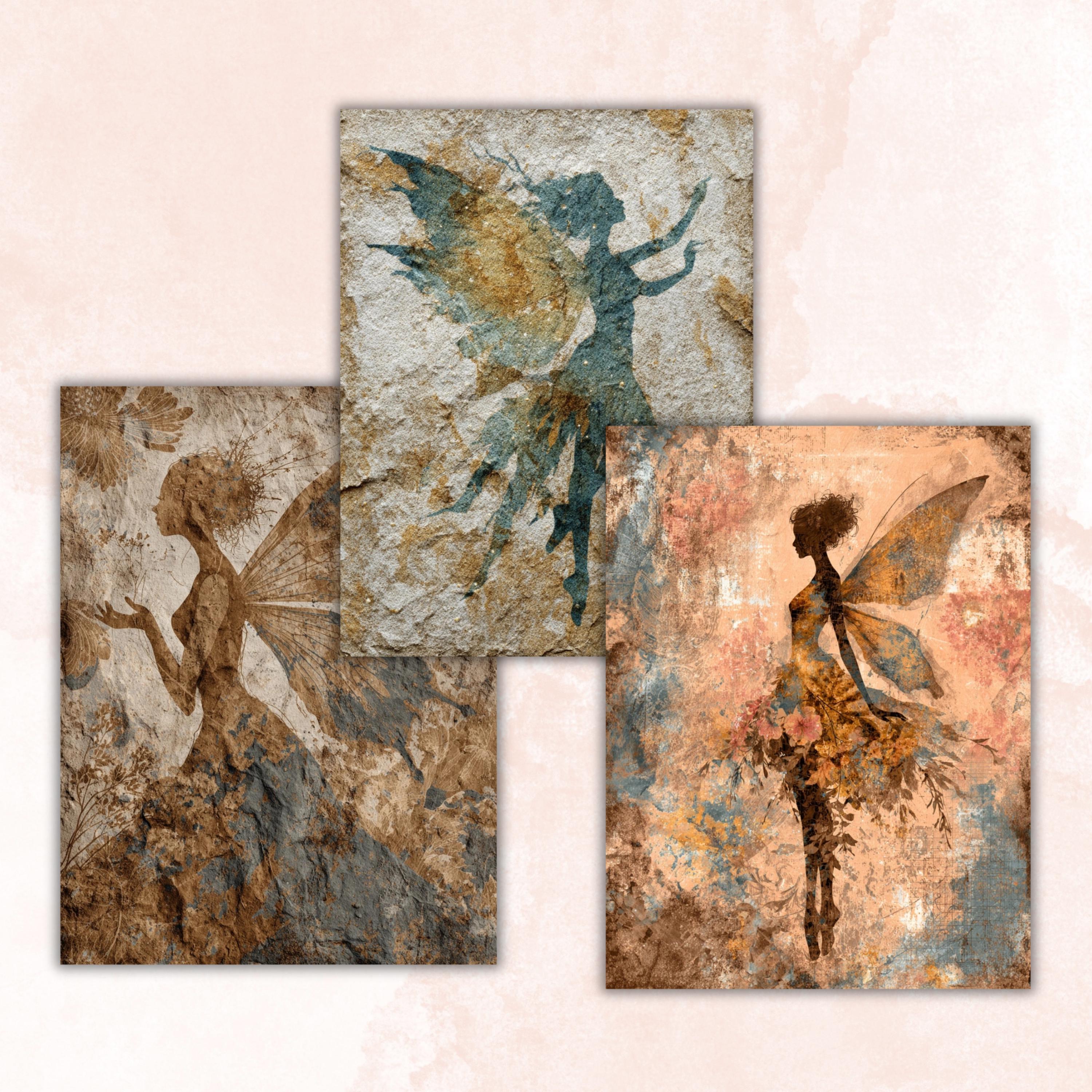 Grunge Fairy Pages, Dark Fairy Junk Journal Paper, Fantasy Collage Backgrounds, Gothic Fairy Aesthetic Printable, Letter Size