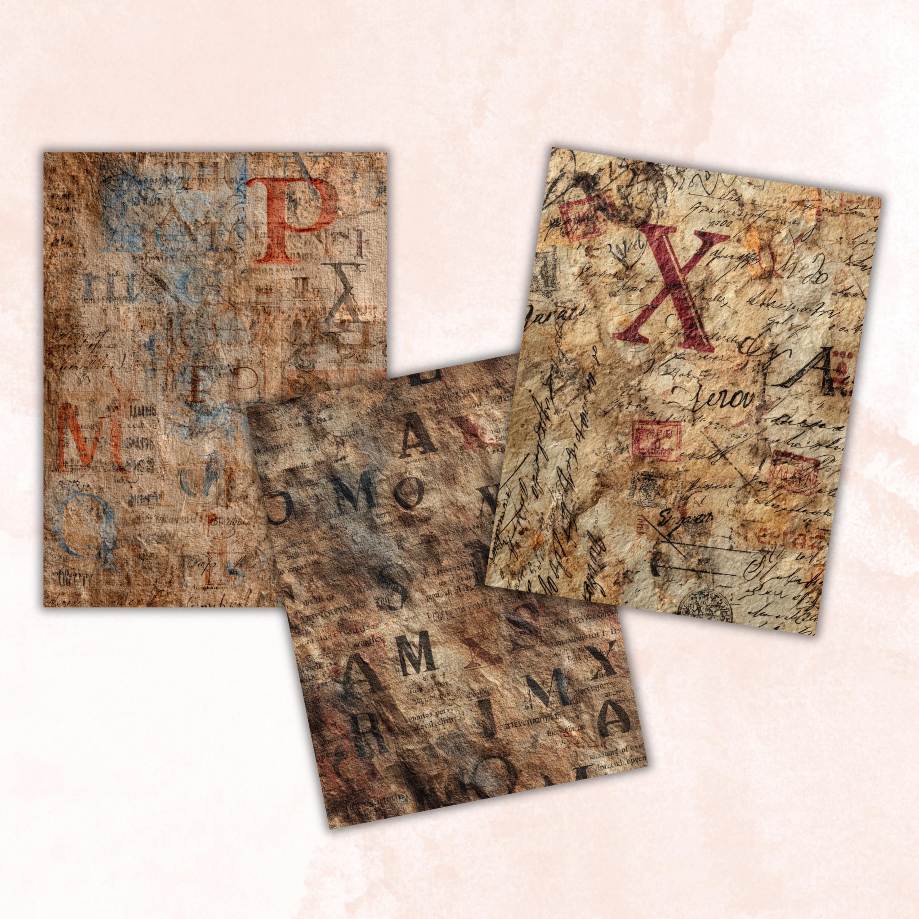 Grunge Old Letters Pages, Vintage Letter Paper, Antique Ephemera Backgrounds, Junk Journal Collage Printable, Letter Size