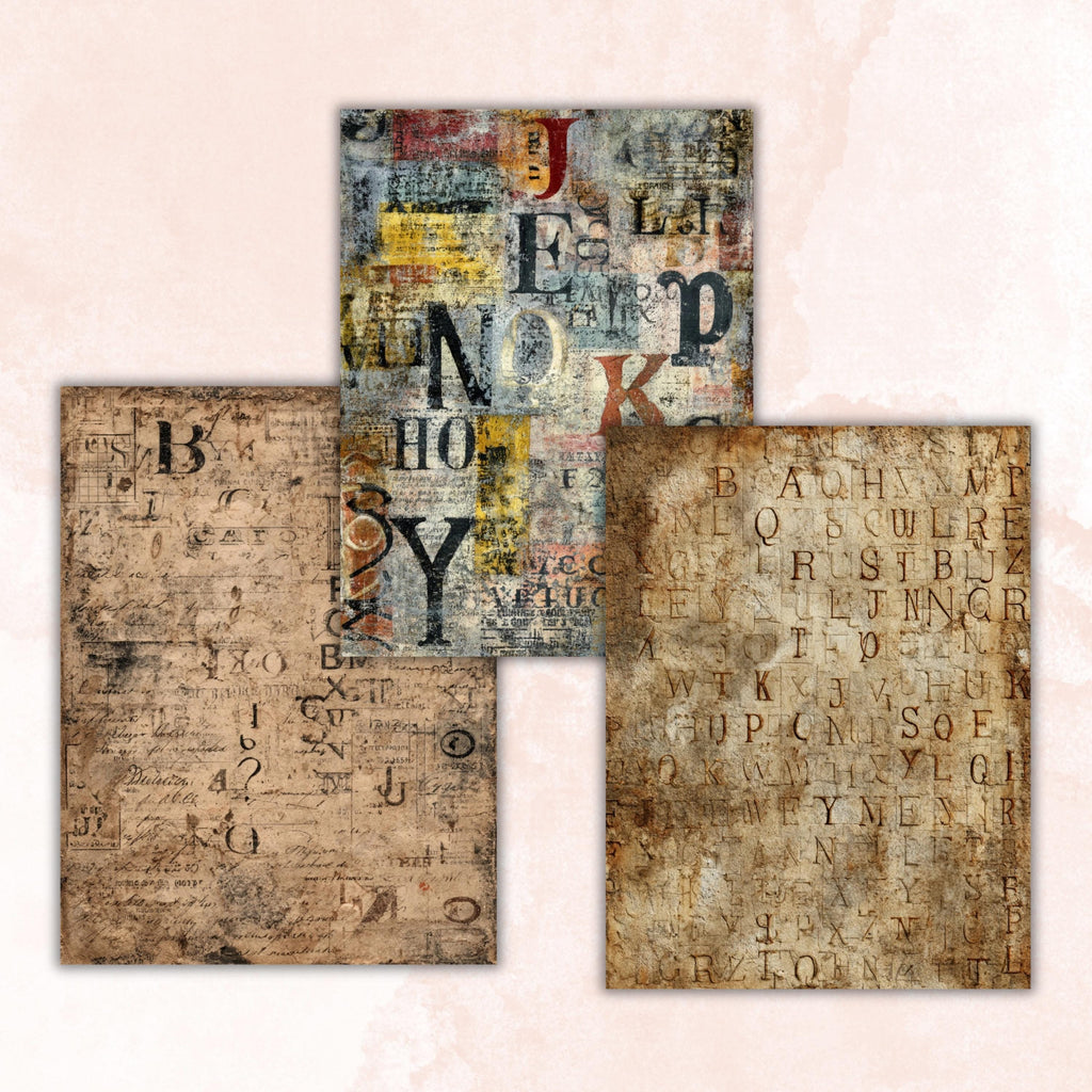 Grunge Old Letters Pages, Vintage Letter Paper, Antique Ephemera Backgrounds, Junk Journal Collage Printable, Letter Size