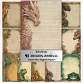 41 Dragon Border Lined Pages Printable, Letter Size Fantasy Dragon Writing Paper Stationery Commercial Use
