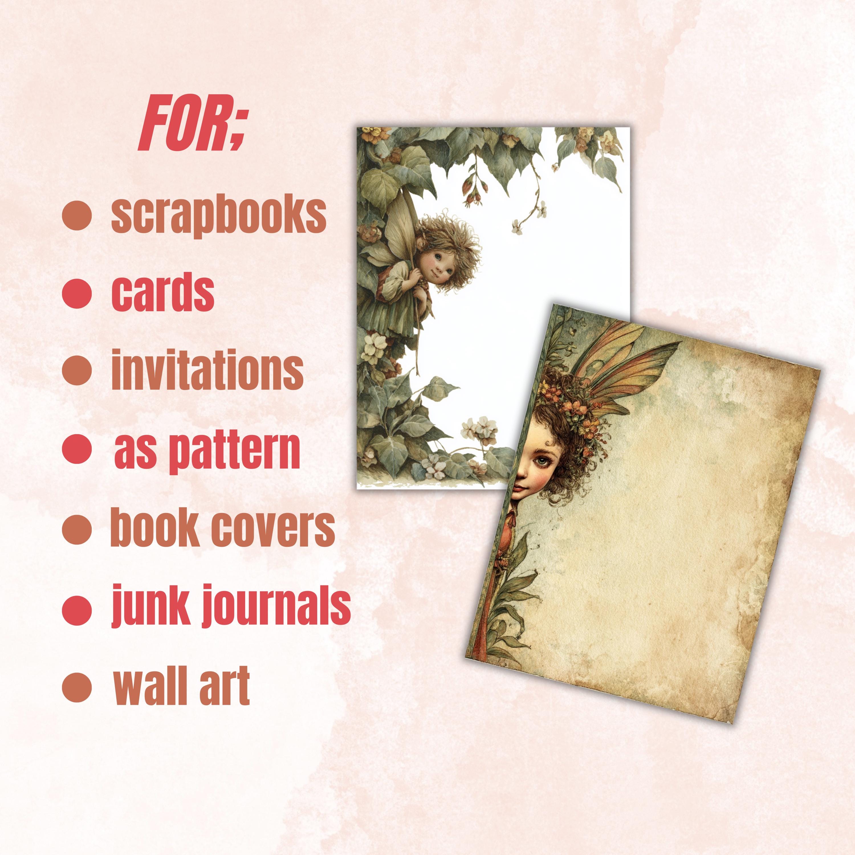 46 Fairy Peeking Border Lined Pages Printable, Letter Size Magical Fairy Writing Paper Stationery Commercial Use