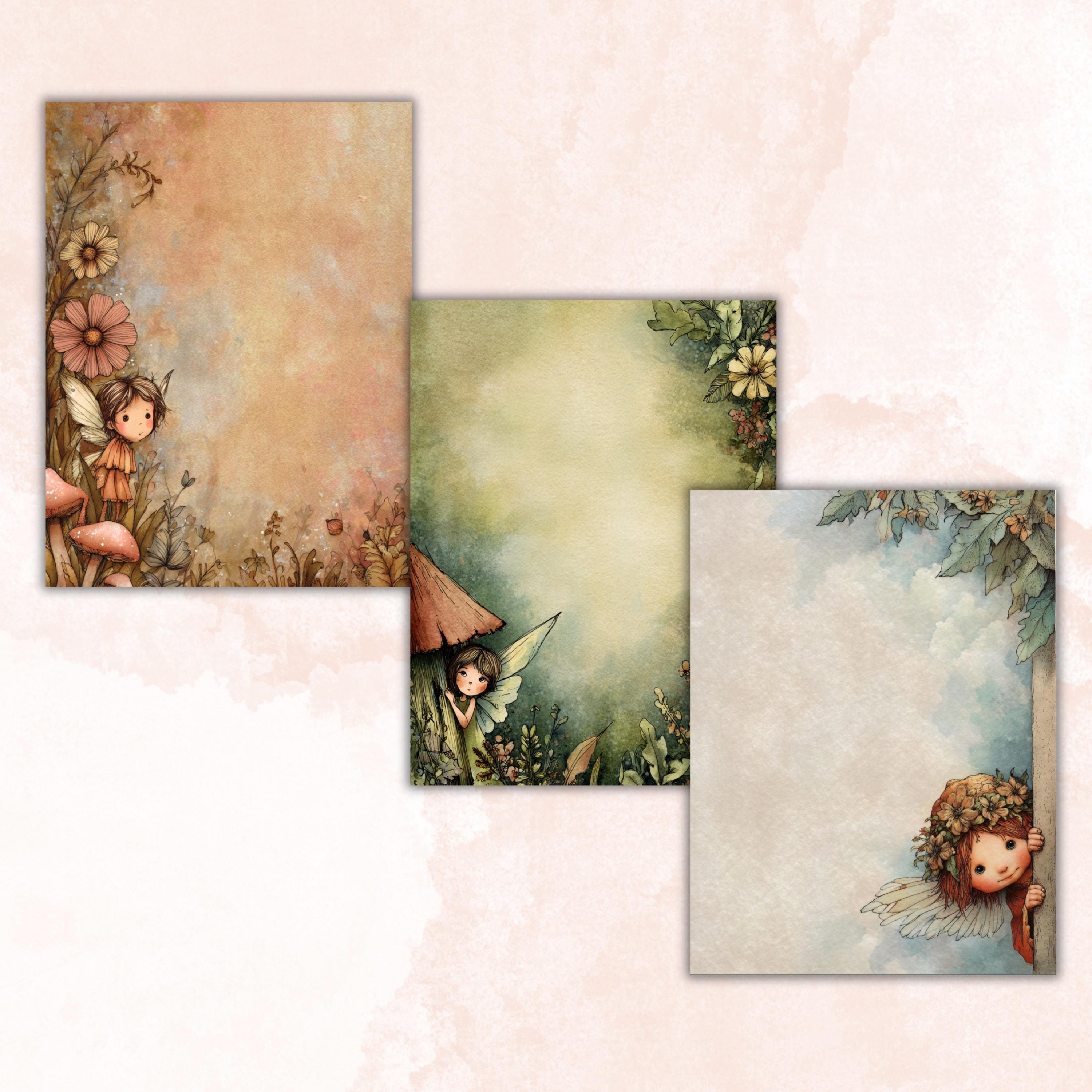 46 Fairy Peeking Border Lined Pages Printable, Letter Size Magical Fairy Writing Paper Stationery Commercial Use