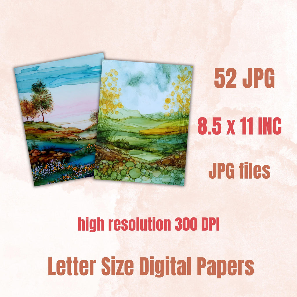 Alcohol Ink Spring Pages, Abstract Floral Backgrounds, Pastel Fluid Art Junk Journal Paper, Colorful Aesthetic Printable, Letter Size