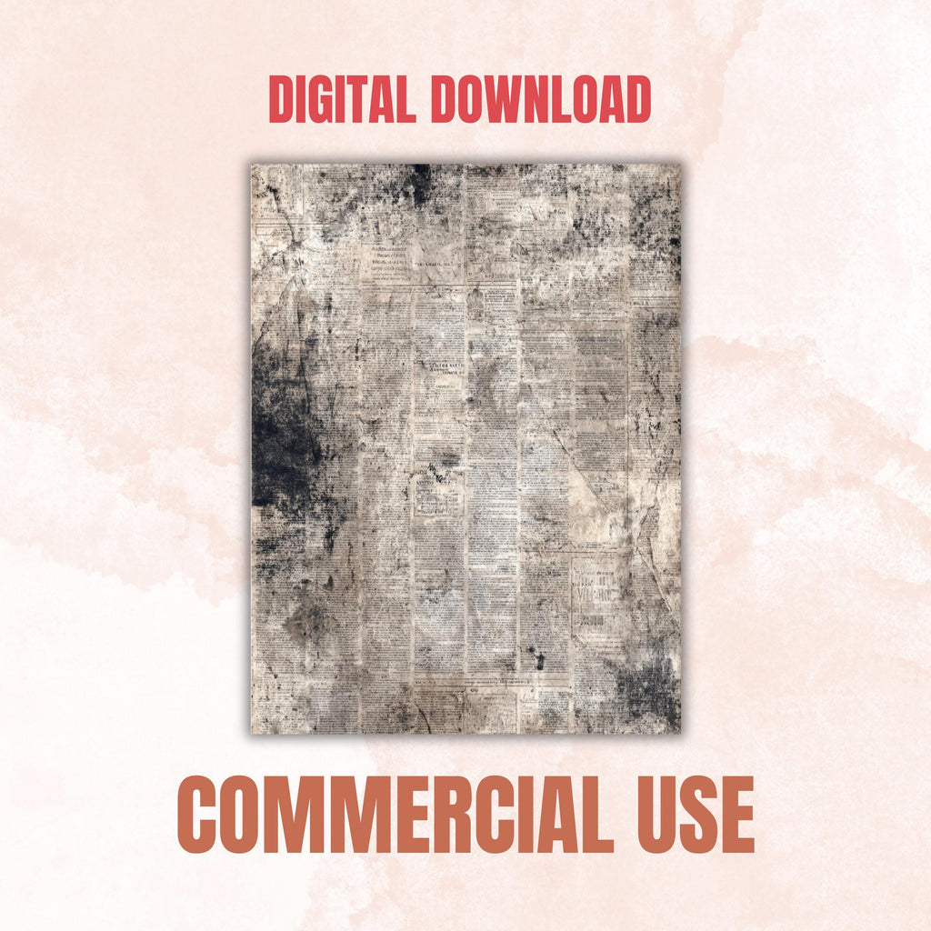 Abstract Grunge Newspaper Pages, Vintage Newsprint Backgrounds, Junk Journal Ephemera Paper, Collage Texture Pages, Letter Size Printable