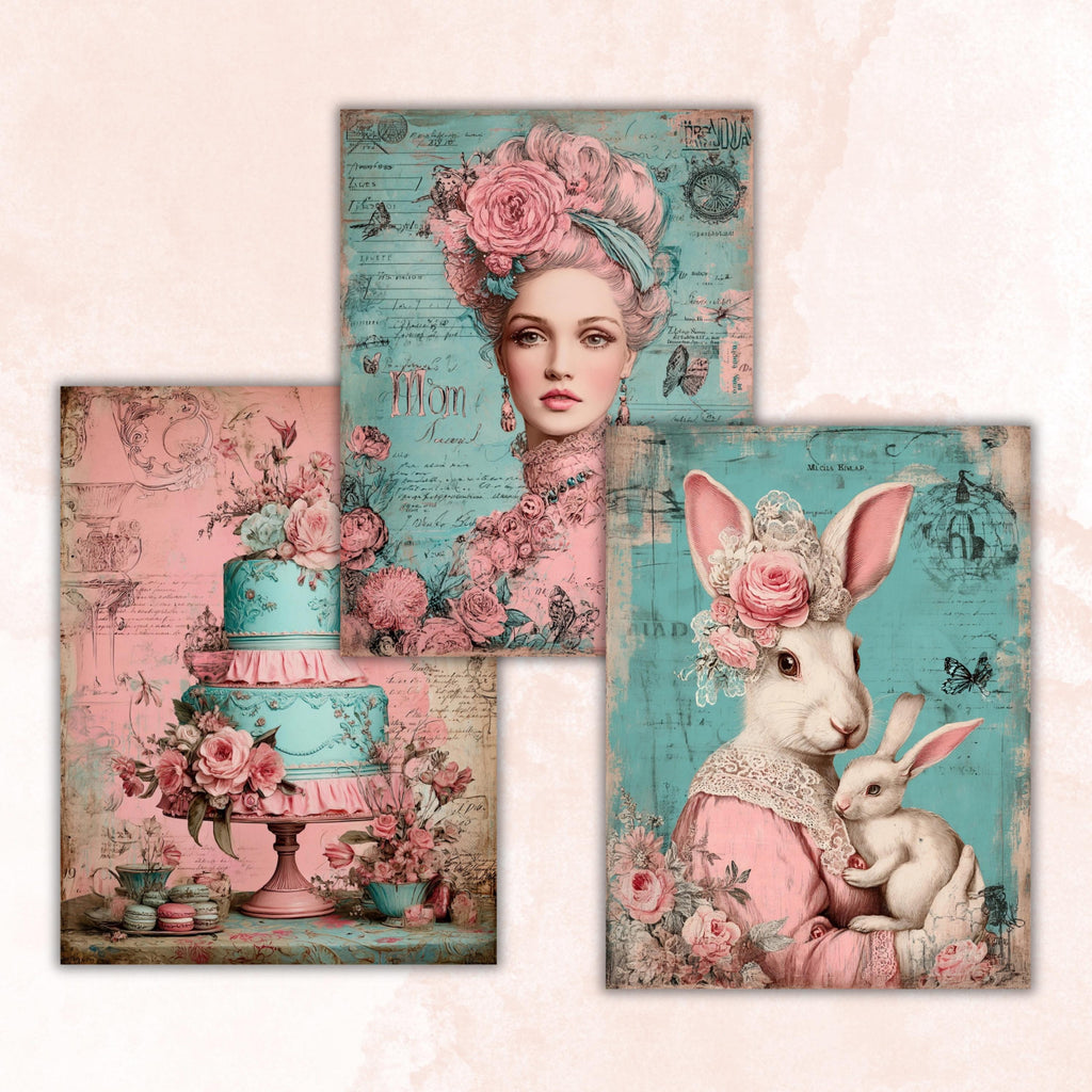 Vintage Floral Mother's Day Ephemera Pages, Junk Journal Collage Sheets (Digital Download)