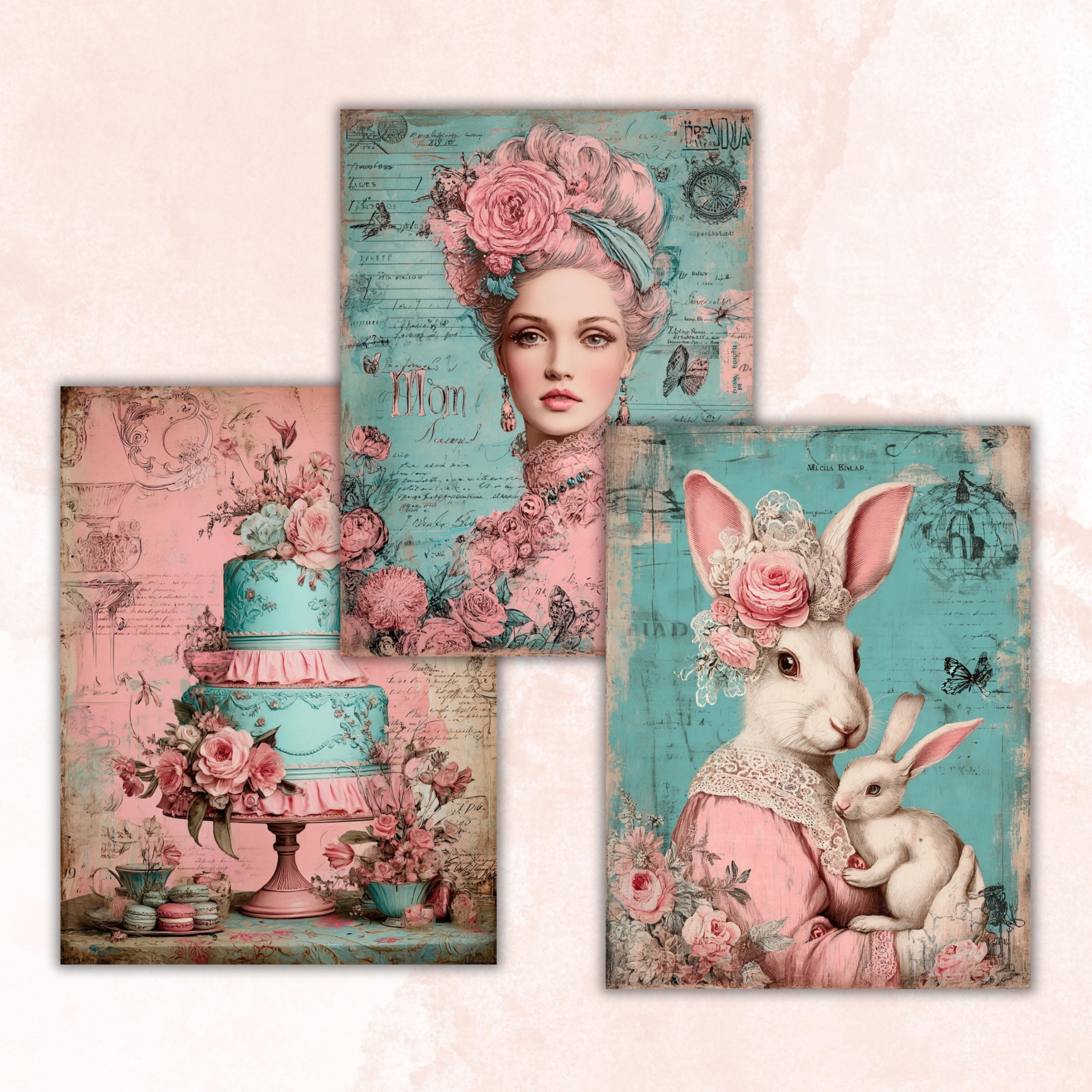 Vintage Floral Mother's Day Ephemera Pages, Junk Journal Collage Sheets (Digital Download)