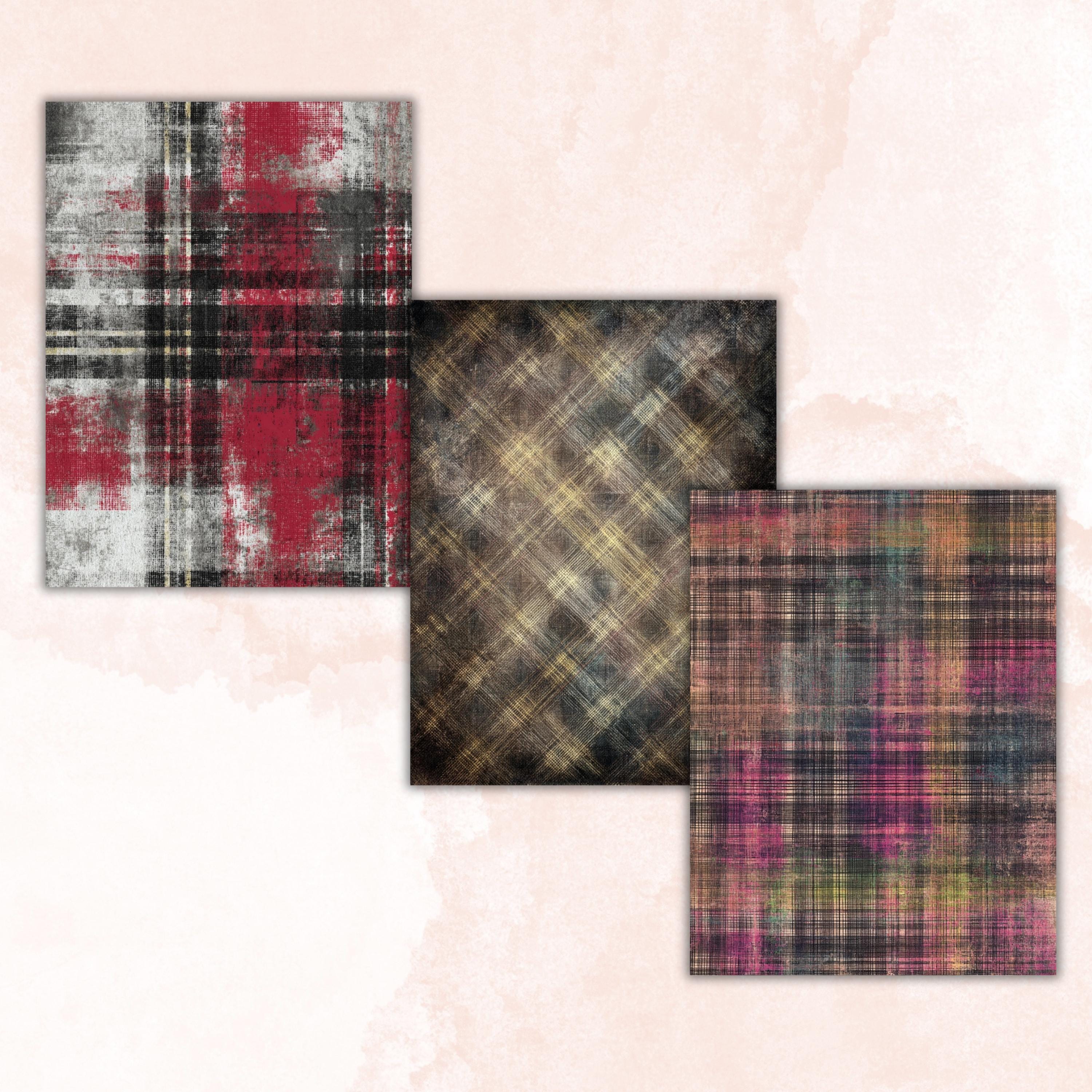 Grunge Plaid Pages, Tartan Backgrounds, Gingham Pattern Junk Journal Paper, Vintage Fabric Texture Printable, Letter Size