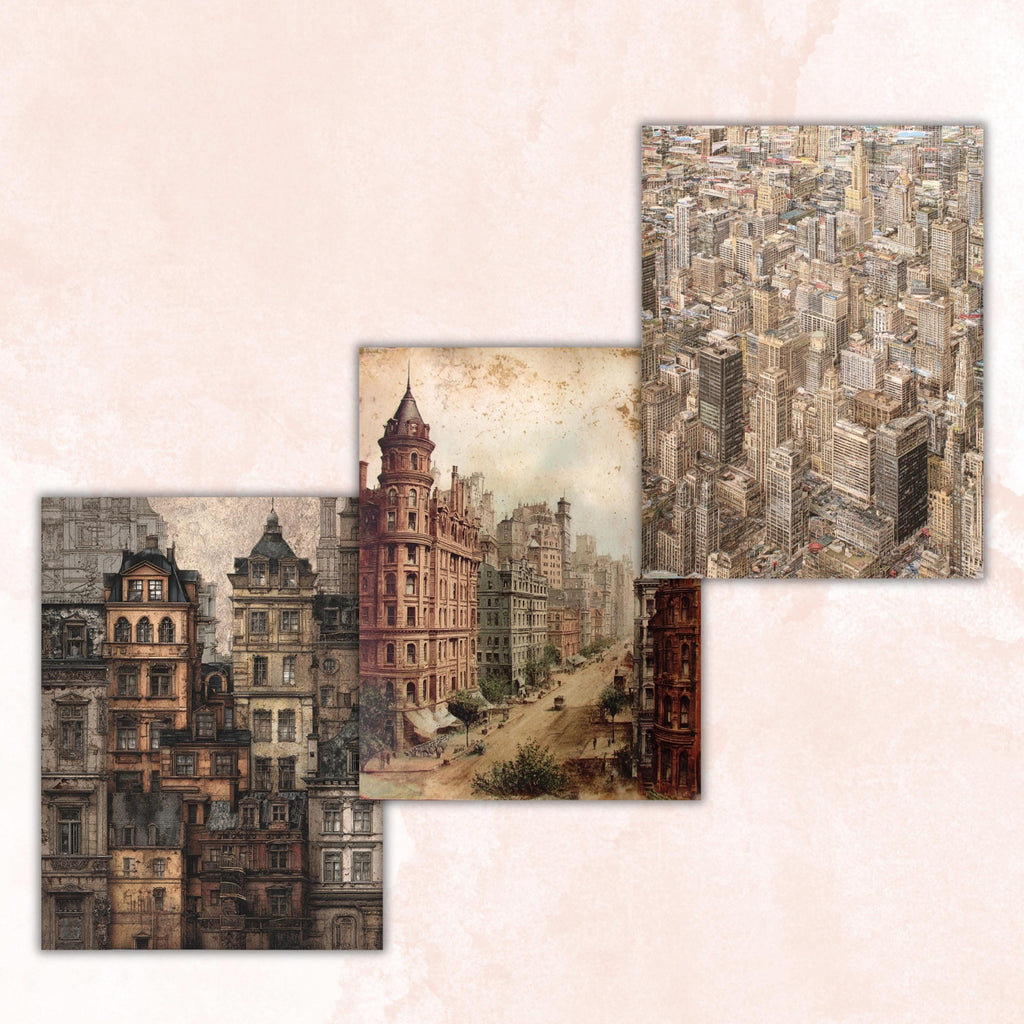 City Ephemera Pages, Urban Collage Backgrounds, Vintage Travel Junk Journal Paper, Street Scrapbook Printable, Letter Size