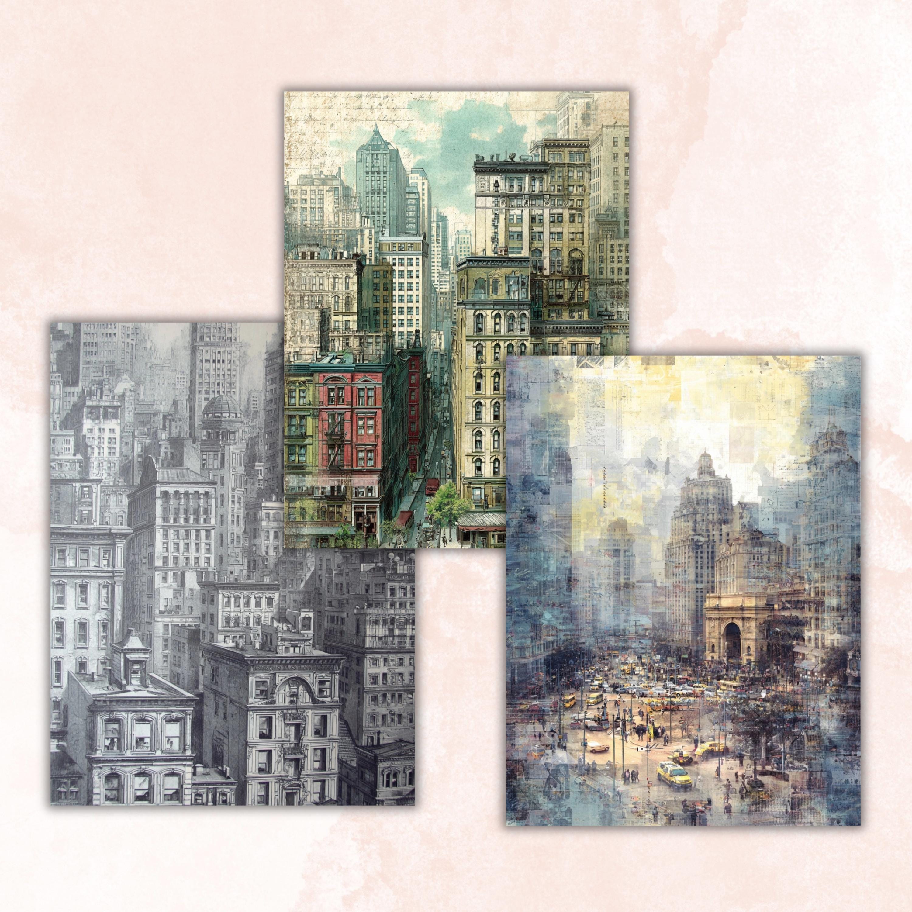 City Ephemera Pages, Urban Collage Backgrounds, Vintage Travel Junk Journal Paper, Street Scrapbook Printable, Letter Size