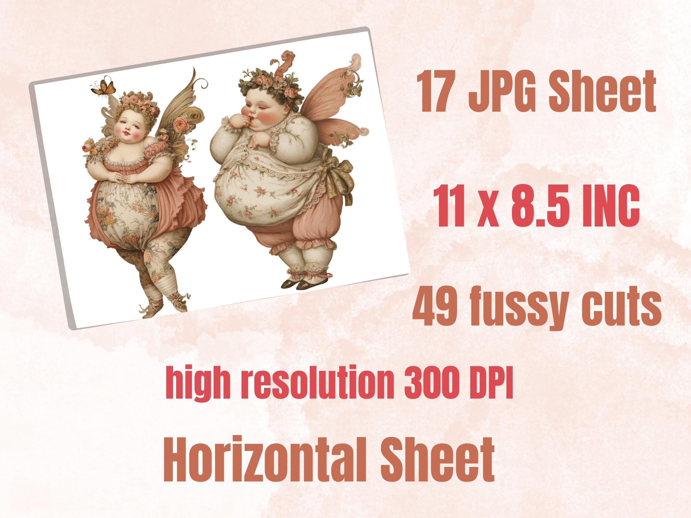 Whimsical Curvy Fairy Fussy Cut Bundle, 49 Printable Paper Doll Fairy Cutouts, Quirky Junk Journal, Scrapbook Ephemera