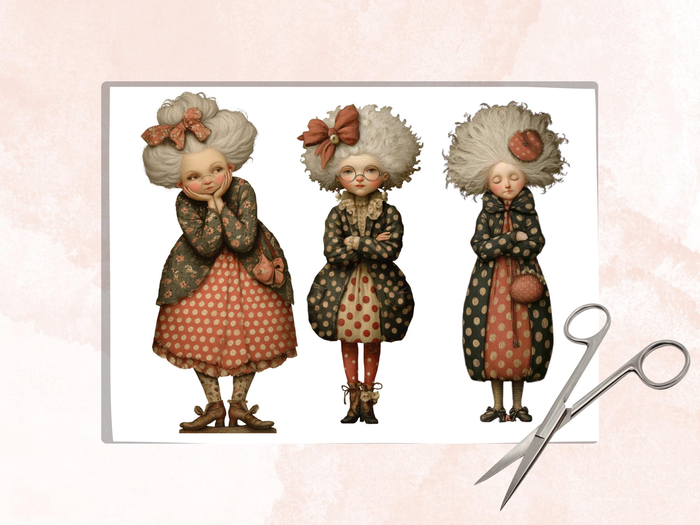 Quirky Grandma Fussy Cut Bundle, 40 Whimsical Grandma Cutouts, Cozy Vintage Ephemera Junk Journal Scrapbook